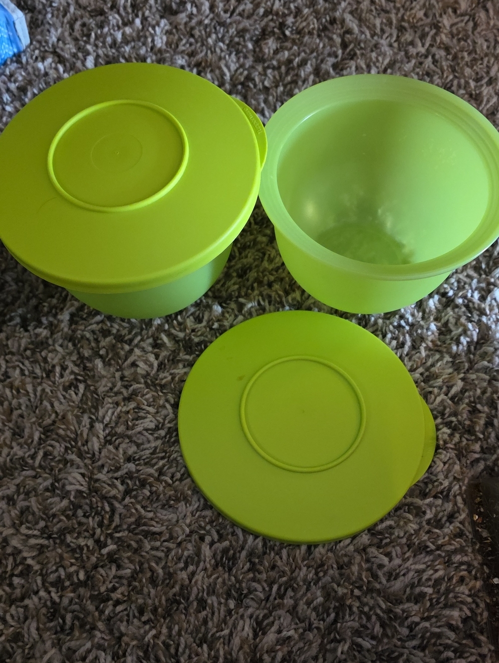 Tuppaware- 2 Green Silicone Food Storage Bowls with Lids